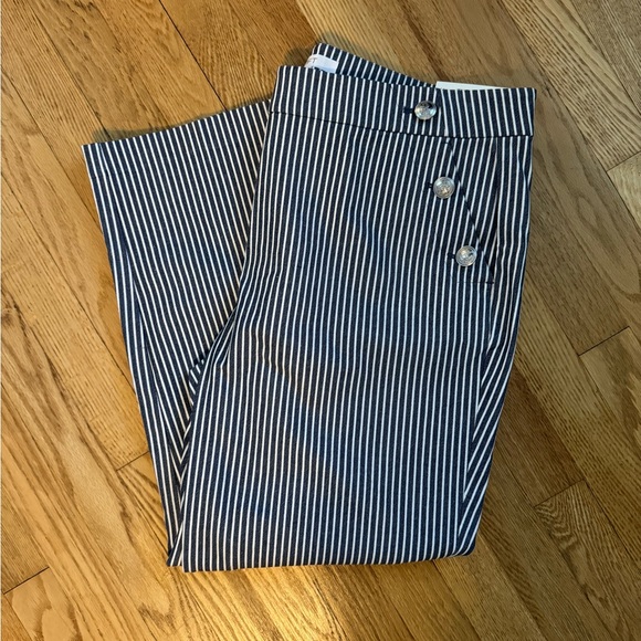 NWT- Ann Taylor Loft Riviera Slim Sailor Pants Blue and White Stripes size 14 - Picture 8 of 8